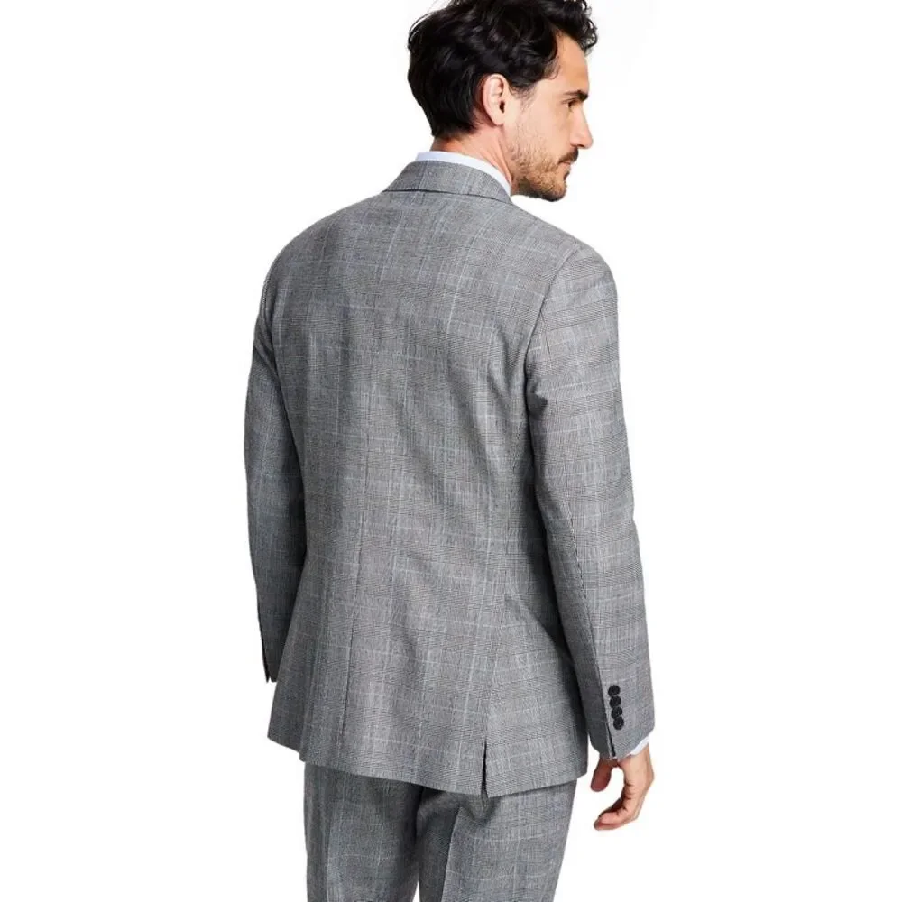 Brooks Brothers Mens Slim Fit Plaid Wool Blend Suit Jacket 40 Regular Grey NWT